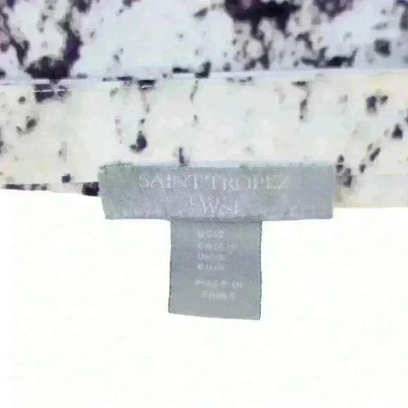 Saint Tropez West White & Purple Marbled Long Sleeve Button Up Blouse Size Small - Picture 4 of 8